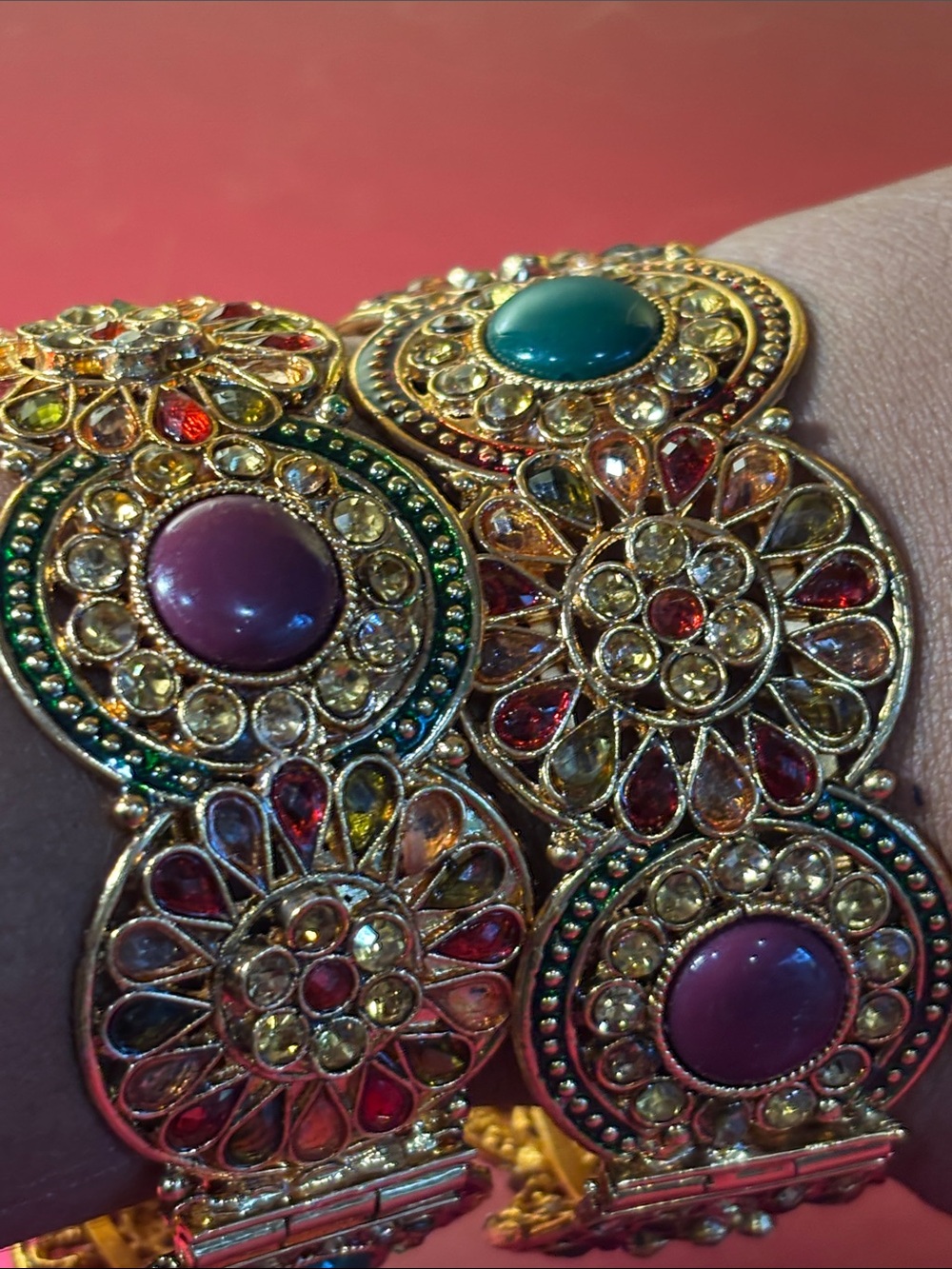 Gold-Tone Multicolor Gemstone Bracelet - Women Jewelry